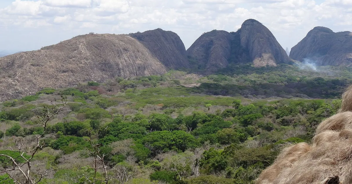 Paisaje de montañas y vegetación en Erati, norte de Mozambique